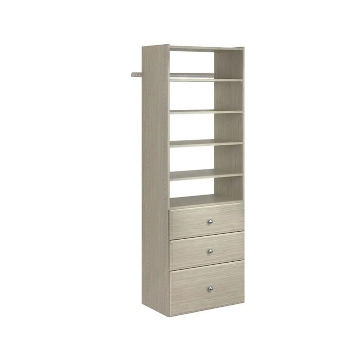 Premium Tower Closet Storage Wall Mounted Wardrobe Organizer Kit System with Shelves and Drawers