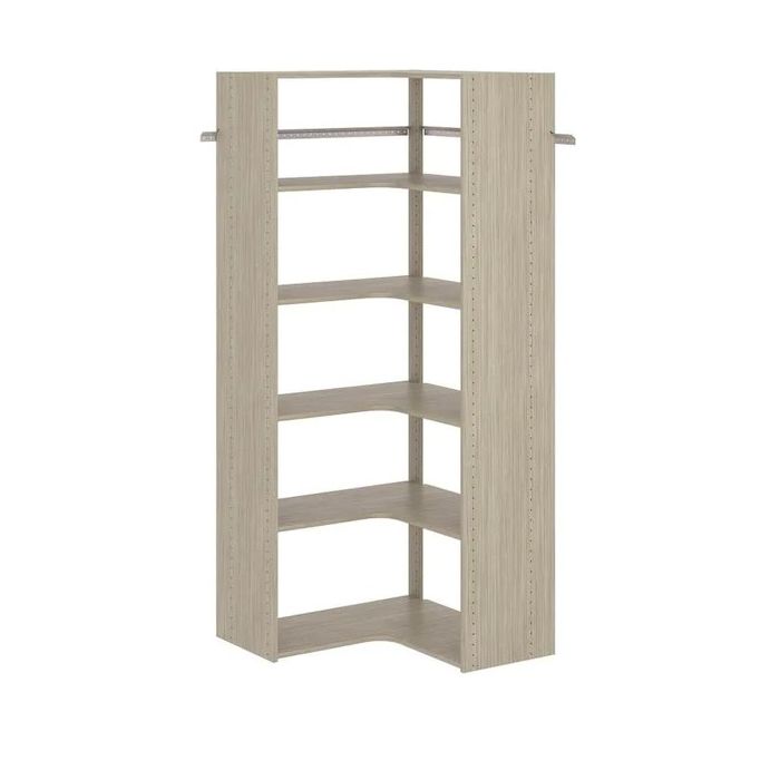 Corner Tower Closet Storage Wall Mounted Wardrobe Organizer Kit System with Shelves
