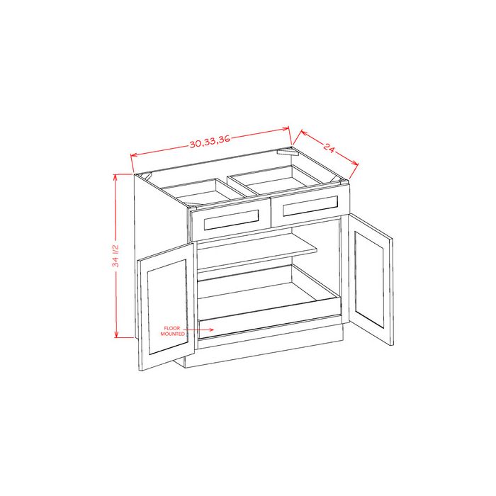 Stone Shaker 30" Base Cabinet with 1 Rollout Tray