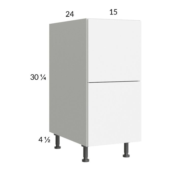Euro Gloss White 15" 2-Drawer Base Cabinet