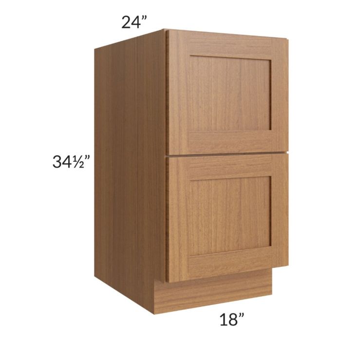 Artisan Walnut Shaker 18" 2-Drawer Base Cabinet