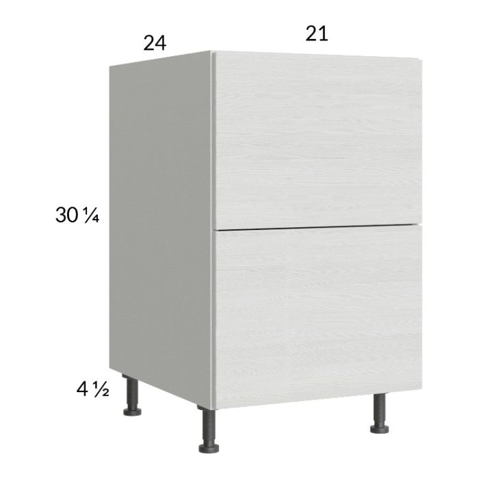 Euro White Grain 21" 2-Drawer Base Cabinet