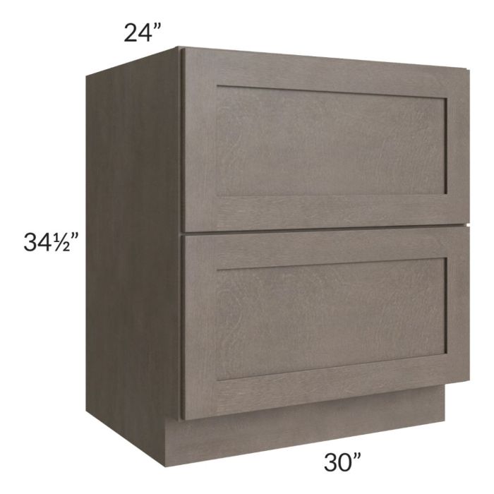 Natural Grey Shaker 30" 2-Drawer Base Cabinet