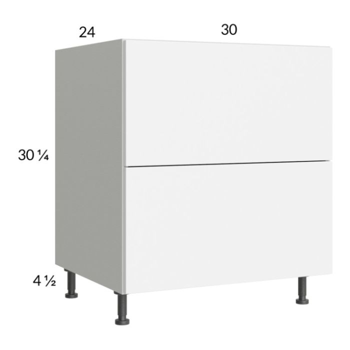 Euro Gloss White 30" 2-Drawer Base Cabinet