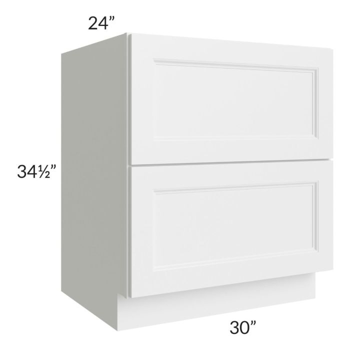 Providence White 30" 2-Drawer Base Cabinet