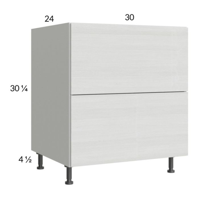 Euro White Grain 30" 2-Drawer Base Cabinet