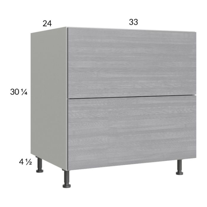 Euro Grey 33" 2-Drawer Base Cabinet