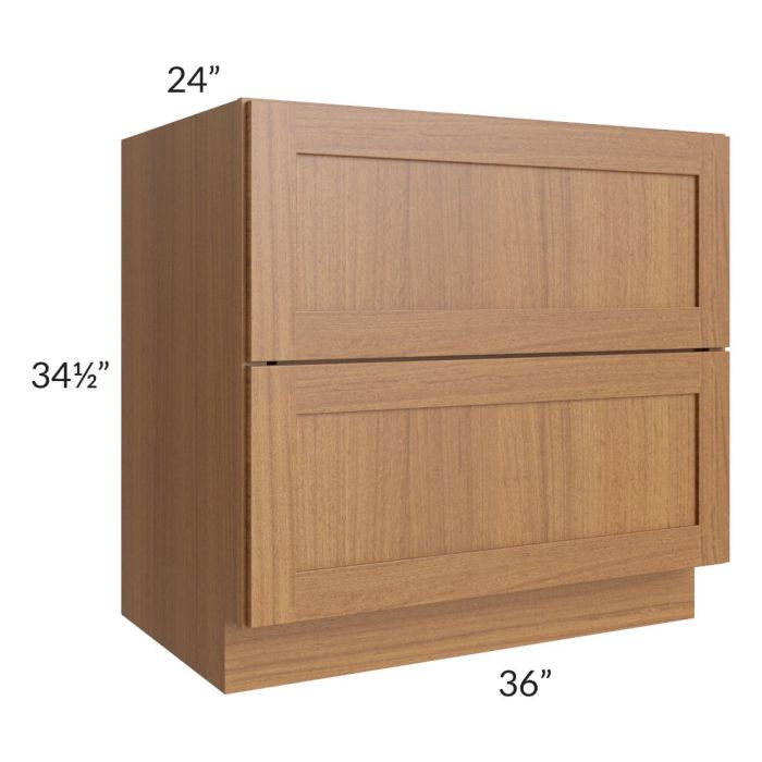 Artisan Walnut Shaker 36" 2-Drawer Base Cabinet