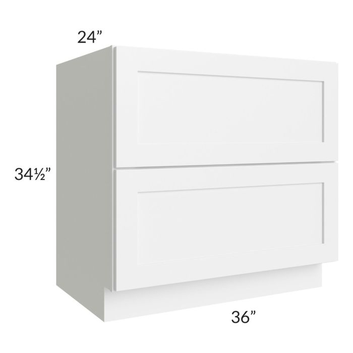 Aspen White Shaker 36" 2-Drawer Base Cabinet