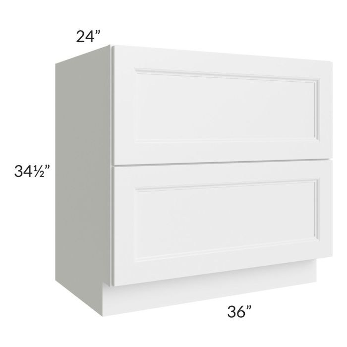 Providence White 36" 2-Drawer Base Cabinet