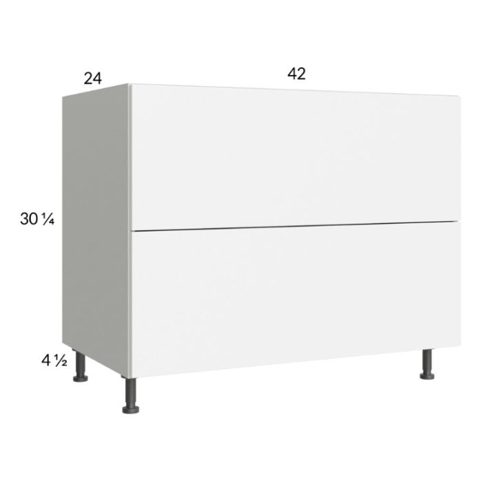 Euro Gloss White 42" 2-Drawer Base Cabinet