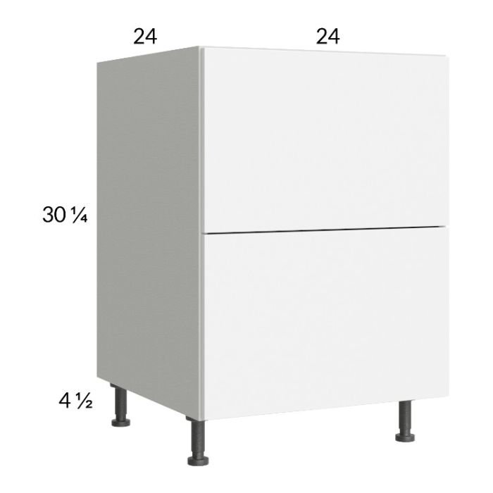 Euro Gloss White 24" 2-Drawer Base Cabinet with 1 Inner Drawer
