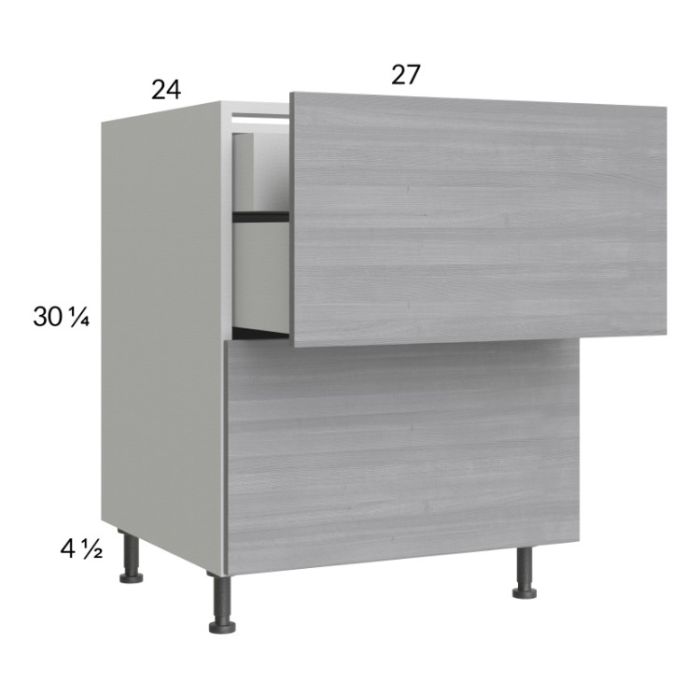 Euro Grey 27" 2-Drawer Base Cabinet with 1 Inner Drawer