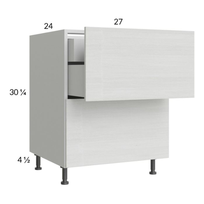 Euro White Grain 27" 2-Drawer Base Cabinet with 1 Inner Drawer