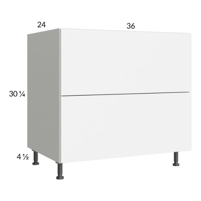 Euro Gloss White 36" 2-Drawer Base Cabinet with 1 Inner Drawer
