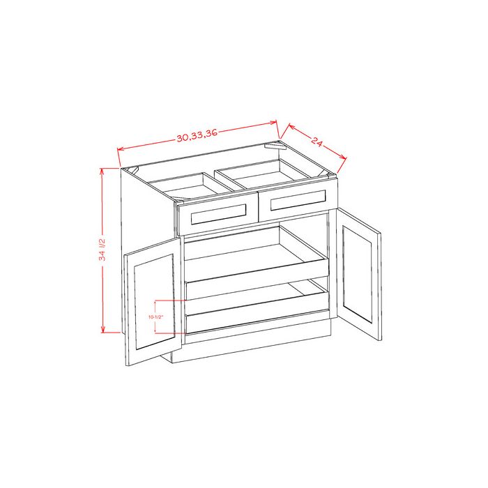 Charcoal Grey Shaker 30" Base Cabinet with 2 Rollout Trays