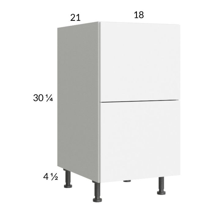 Euro Gloss White 18" 2-Drawer Vanity Base Cabinet