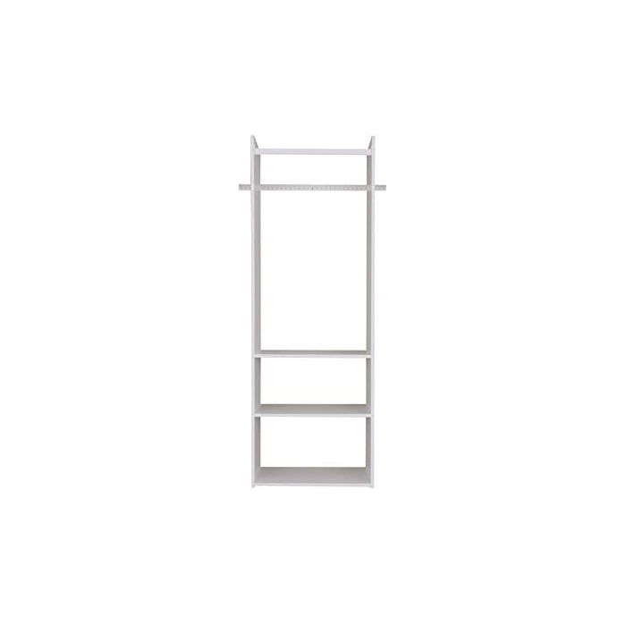 Vertical Hanging Tower Closet Storage Solution Organizer Accessory Kit with Clothes Rod and 2 Open Shelves