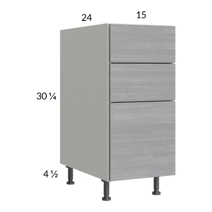 Euro Grey 15" 3-Drawer Base Cabinet