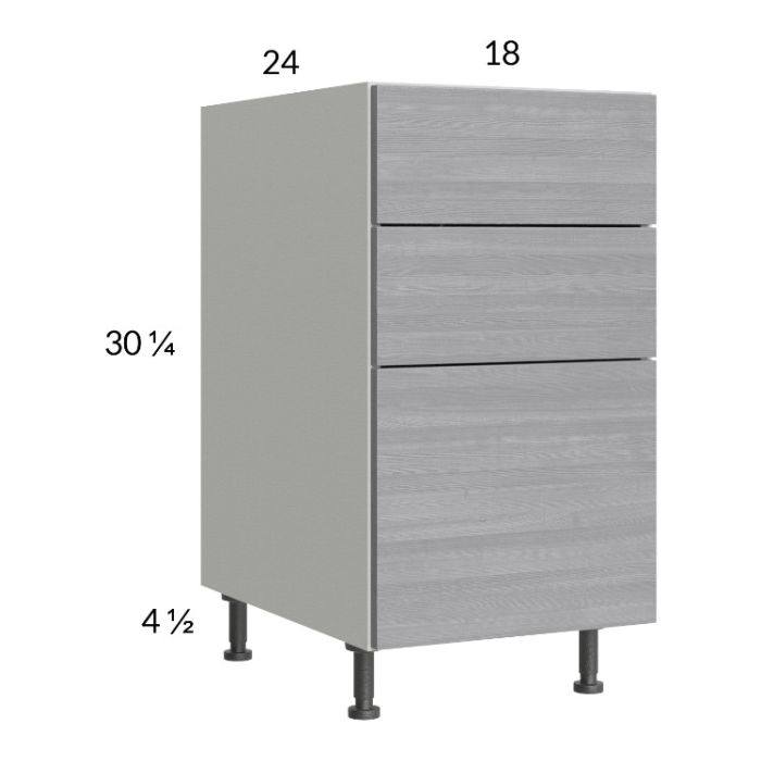 Euro Grey 18" 3-Drawer Base Cabinet