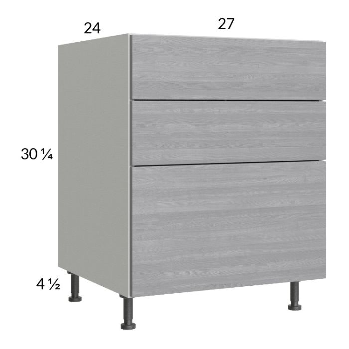 Euro Grey 27" 3-Drawer Base Cabinet