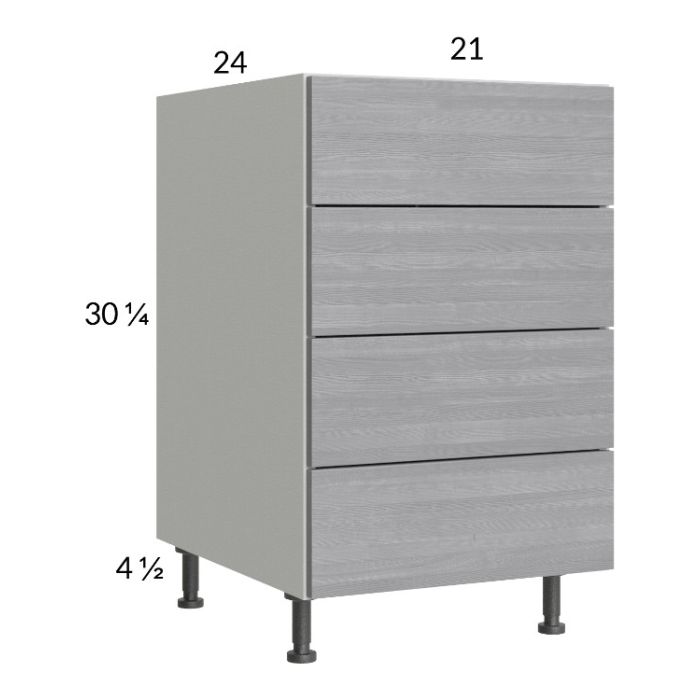 Euro Grey 21" 4-Drawer Base Cabinet