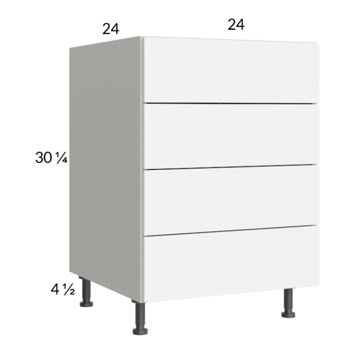Euro Gloss White 24" 4-Drawer Base Cabinet
