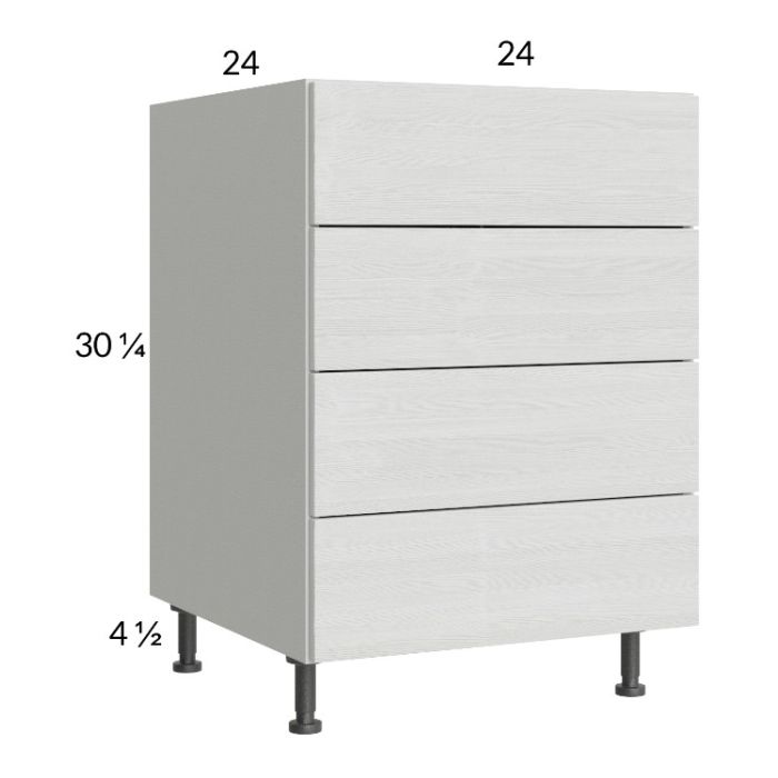 Euro White Grain 24" 4-Drawer Base Cabinet