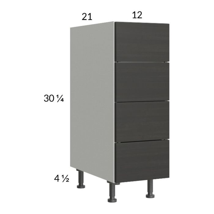 Euro Cafe 12" 4-Drawer Vanity Base Cabinet