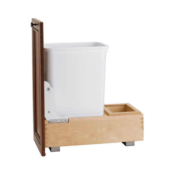 Bottom Mount Single Pullout Waste Container - Fits an 15" Wide Base Cabinet