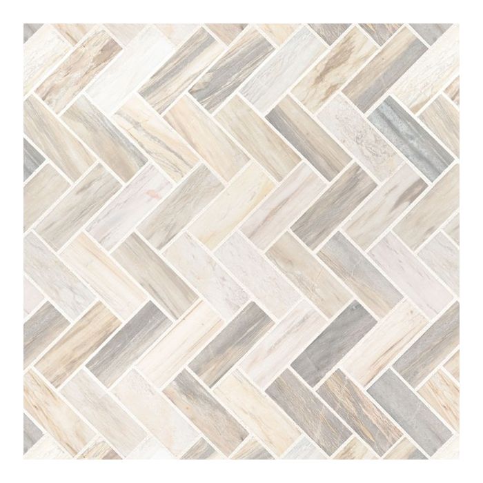 Angora Herringbone Polished Mosaic Tile
