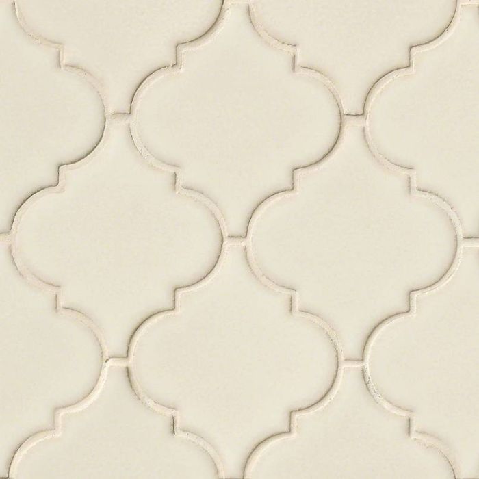 Antique White Arabesque 8mm Glass Tile