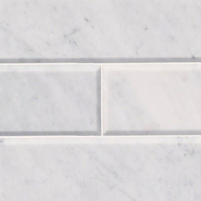 Arabescato Carrara 4" x 12" Honed And Beveled Marble Tile
