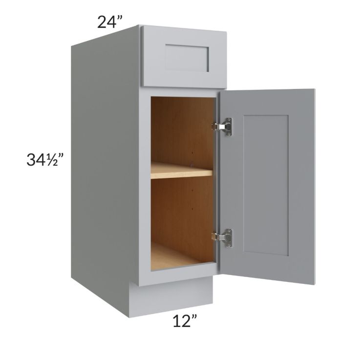 Asheville Grey Shaker 12" Full Height Door Base Cabinet
