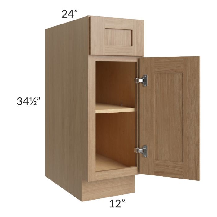 Asheville Rift Oak Shaker 12" Full Height Door Base Cabinet