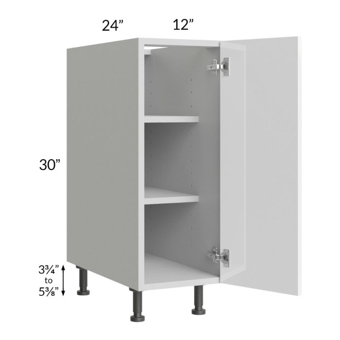 Milan White Gloss 12" Full Height Door Base Cabinet