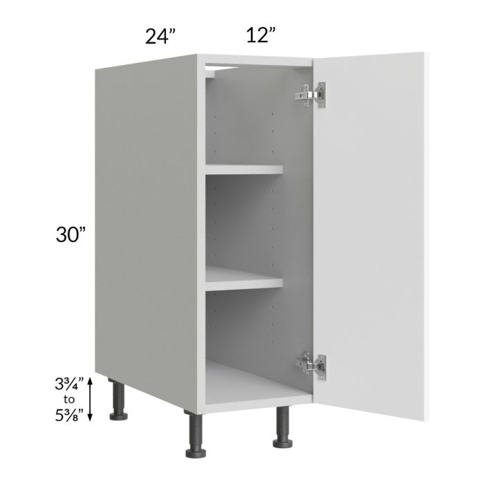 Milan White Matte 12" Full Height Door Base Cabinet