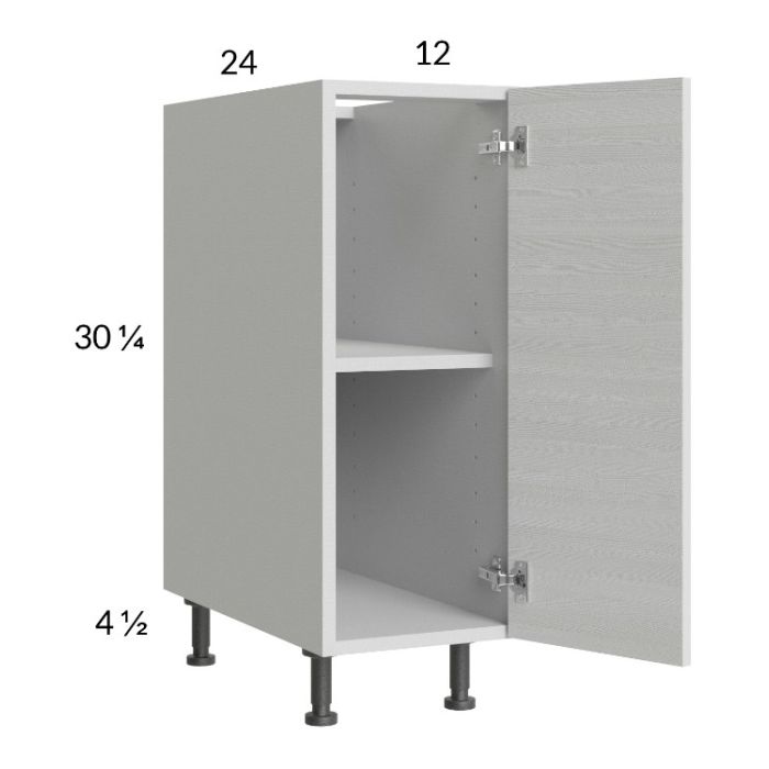 Euro White Grain 12" Full Height Door Base Cabinet