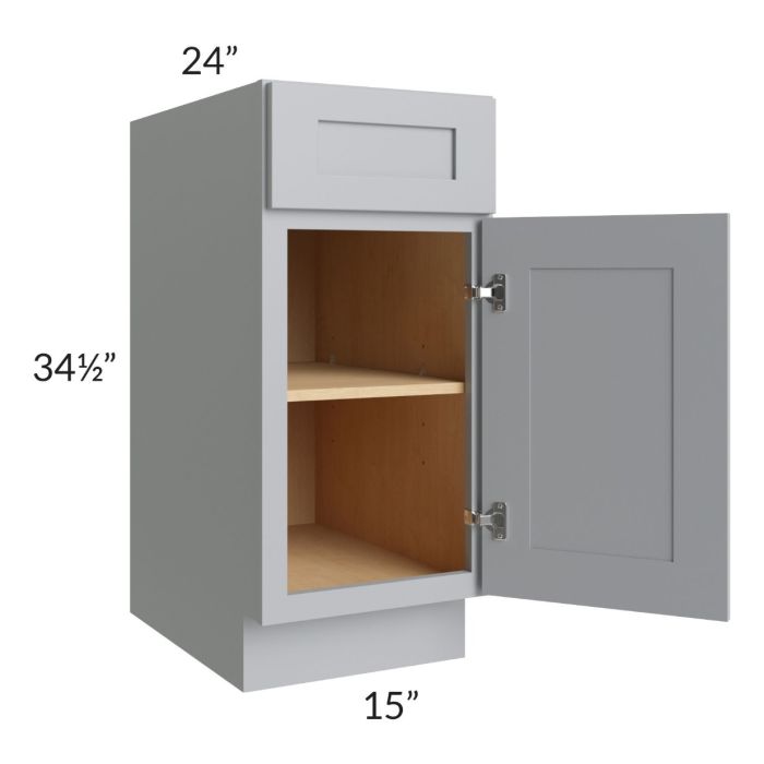 Asheville Grey Shaker 15" Full Height Door Base Cabinet