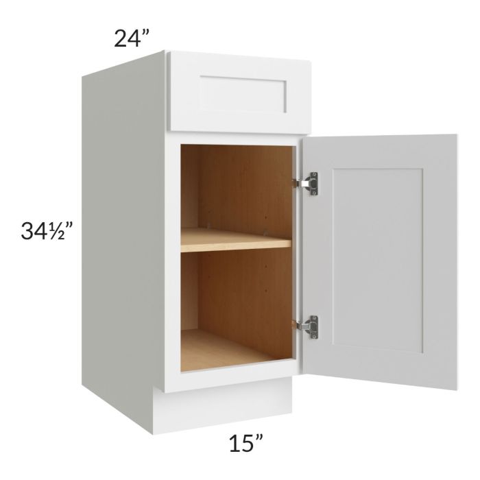 Asheville White Shaker 15" Full Height Door Base Cabinet