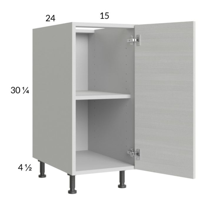 Euro White Grain 15" Full Height Door Base Cabinet