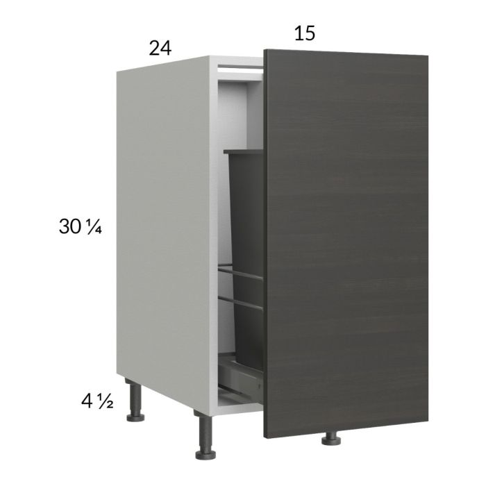 Euro Café 15" Full Height Door Base Cabinet with Single Trashcan Pullout