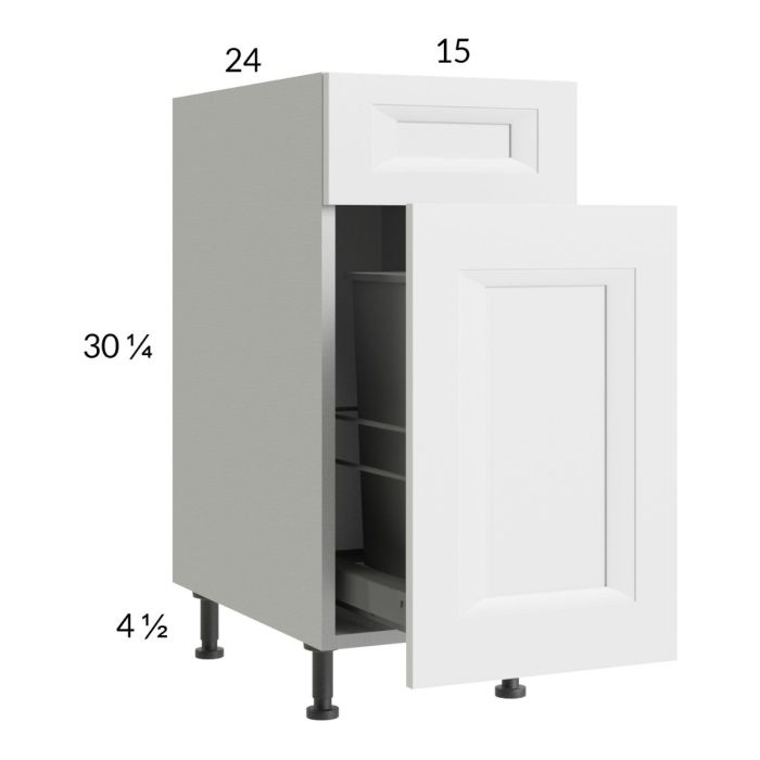 Harbor White 15" Base Cabinet with Single Trashcan Pullout
