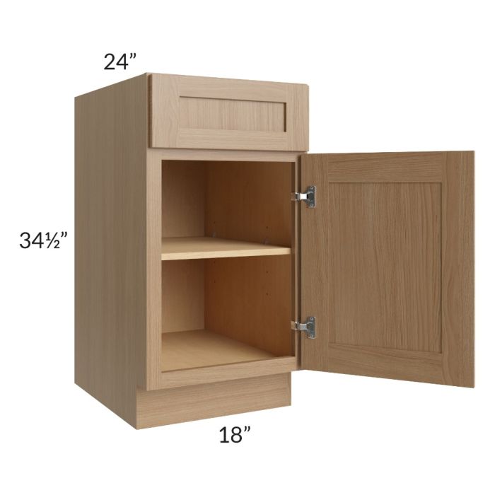 Asheville Rift Oak Shaker 18" Full Height Door Base Cabinet