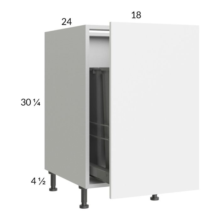 Euro Gloss White 18" Full Height Door Base Cabinet with Single Trashcan Pullout