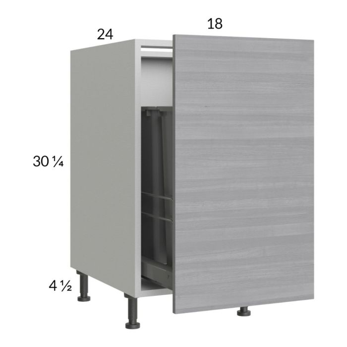 Euro Grey 18" Full Height Door Base Cabinet with Single Trashcan Pullout
