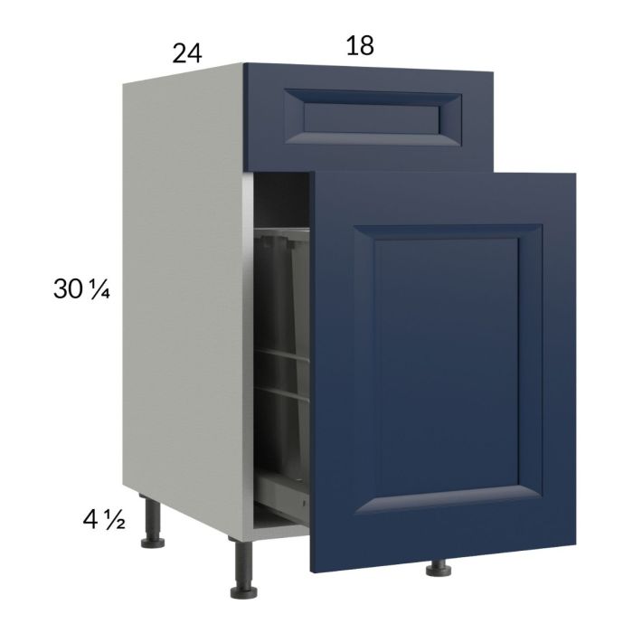 Harbor Navy 18" Base Cabinet with Single Trashcan Pullout