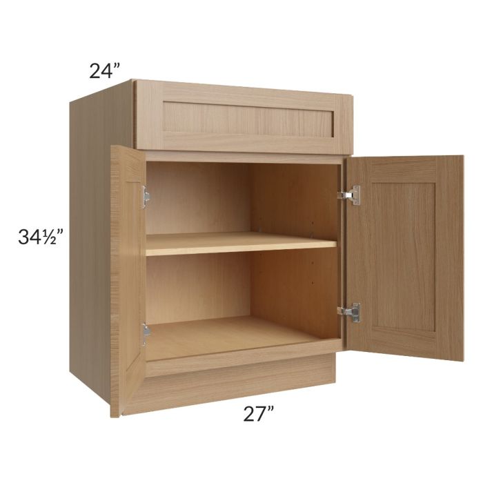 Asheville Rift Oak Shaker 27" Full Height Door Base Cabinet