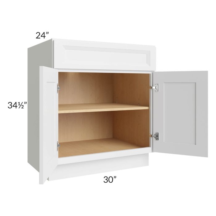 Bayville White 30" Full Height Door Base Cabinet