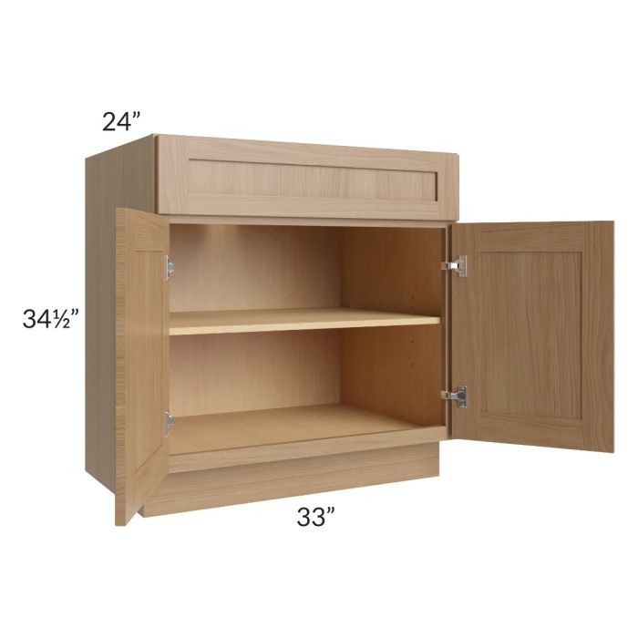 Asheville Rift Oak Shaker 33" Full Height Door Base Cabinet